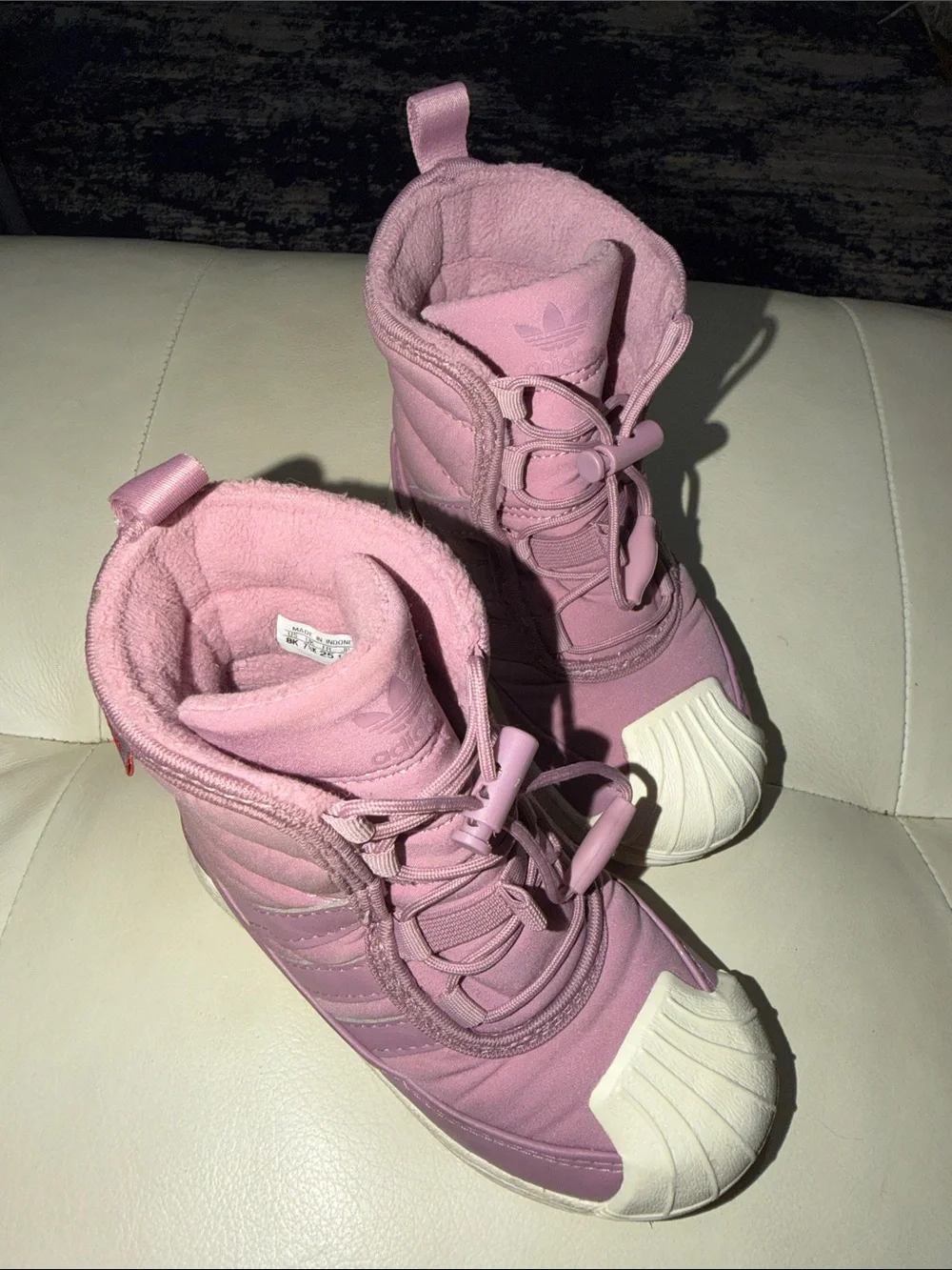 adidas Kids Pink Shell-Toe Winter Boots